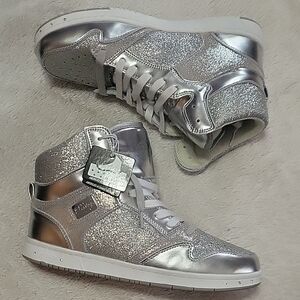 Silver Glitter High-Top Sneakers